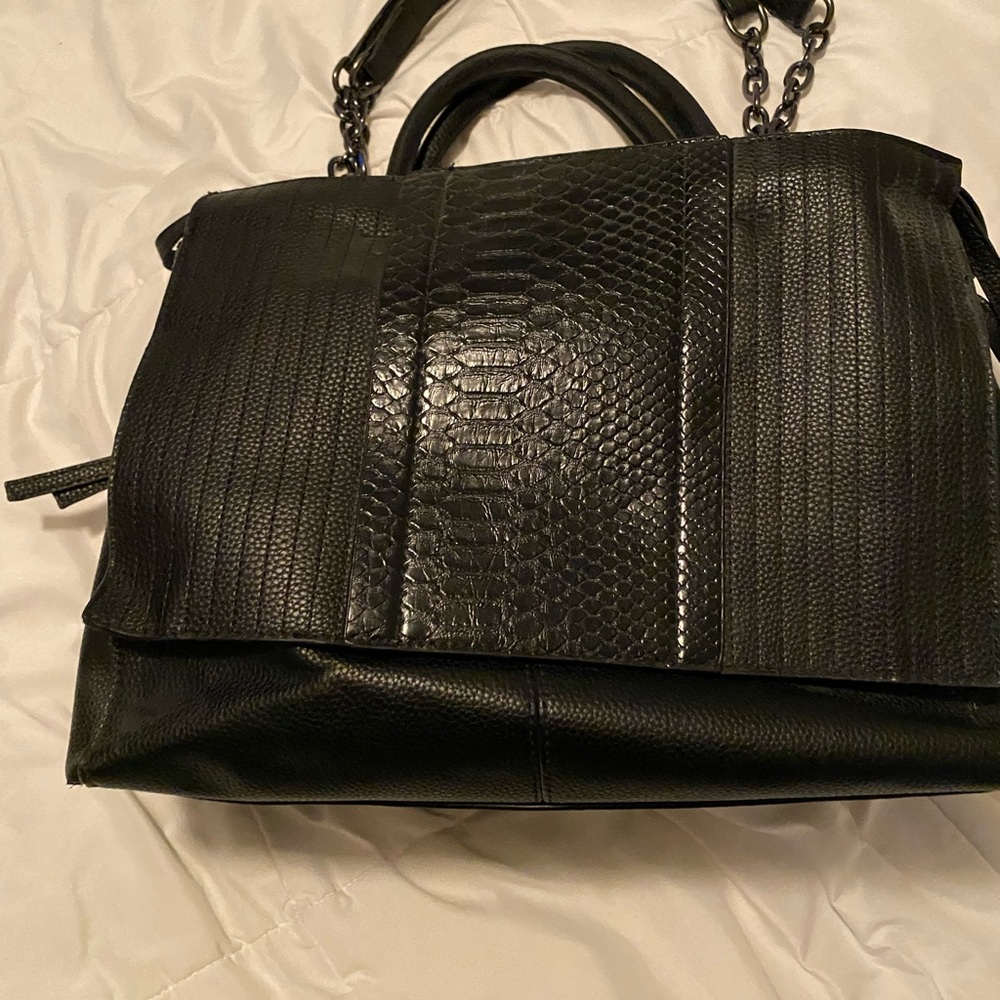 Black Textured Handbag